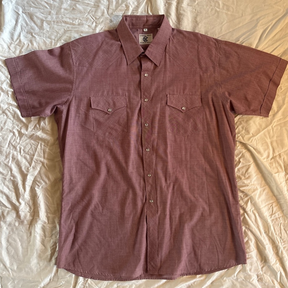 Vintage Pearl Snap Western Style Short Sleeve Button-Down Shirt